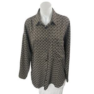 NEW 12th Tribe x TheSaltyBlonde Argyle Long Sleeve Button Up Shirt Top Size S